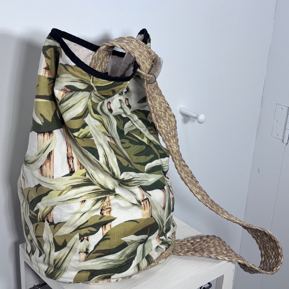 Tropical Leaf Print Shoulder Bag